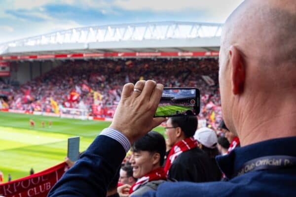 LIVERPOOL, ENGLAND - Sunday, May 5, 2024: Liverpool supporters on the Spion Kop before the FA Premier League match between Liverpool FC and Tottenham Hotspur FC at Anfield. (Photo by David Rawcliffe/Propaganda)