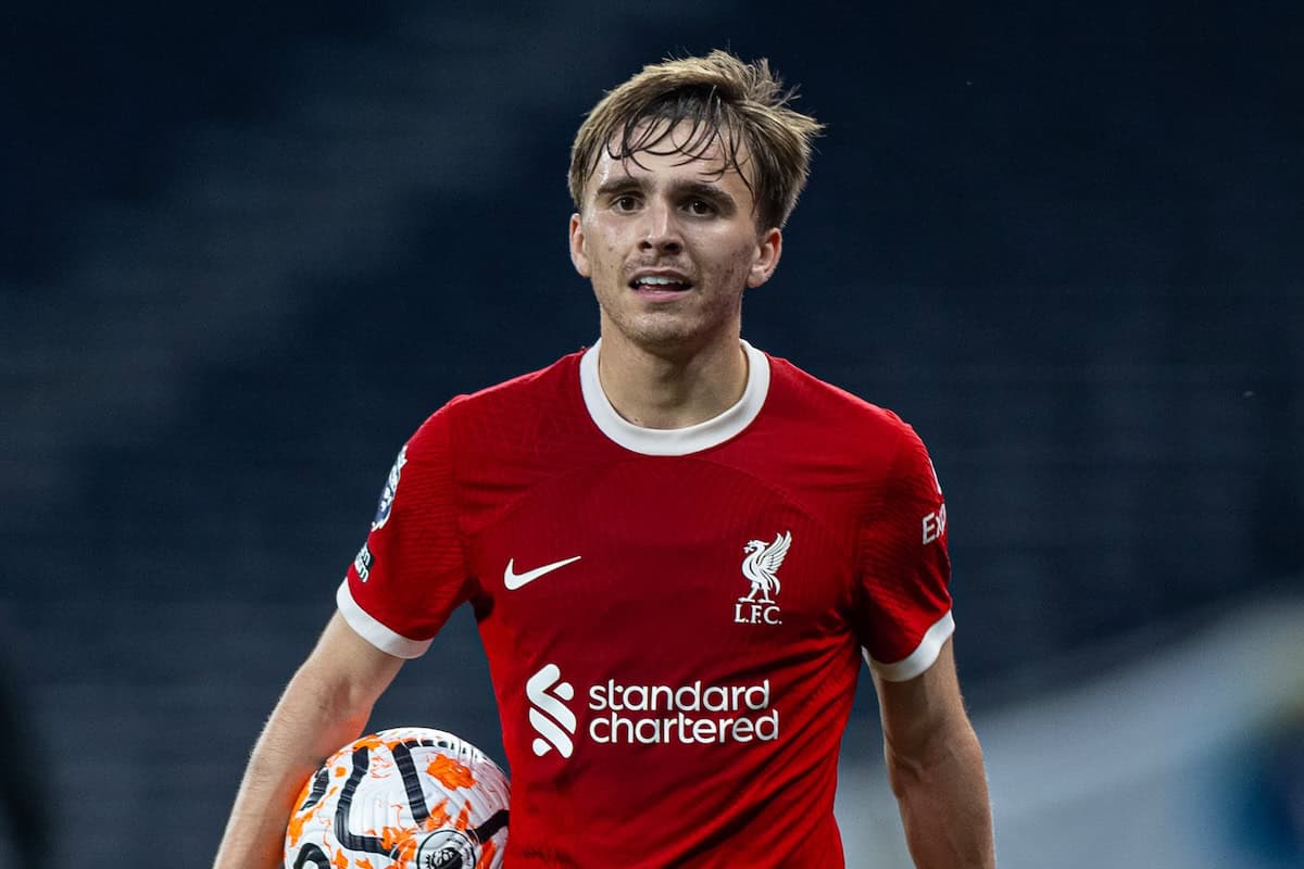 LONDON, ENGLAND - Sunday, May 12, 2024: Liverpool's James Norris during the Premier League 2 Quarter-Final Play-Off match between Tottenham Hotspur FC Under-21's and Liverpool FC Under-21's at the Tottenham Hotspur Stadium. The game ended 3-3 after extra-time, Tottenham won 5-4 on penalties. (Photo by David Rawcliffe/Propaganda)