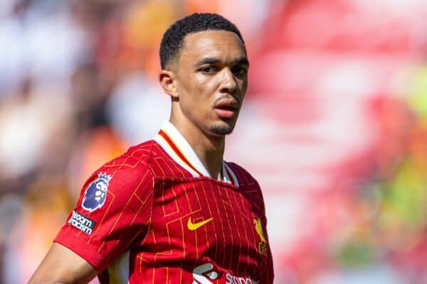 LIVERPOOL, ENGLAND - Saturday, May 18, 2024: Liverpool's Trent Alexander-Arnold during the FA Premier League match between Liverpool FC and Wolverhampton Wanderers FC at Anfield. Liverpool won 2-0. (Photo by David Rawcliffe/Propaganda)
