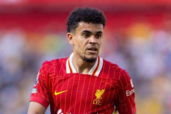 LIVERPOOL, ENGLAND - Saturday, May 18, 2024: Liverpool's Luis Díaz during the FA Premier League match between Liverpool FC and Wolverhampton Wanderers FC at Anfield. Liverpool won 2-0. (Photo by David Rawcliffe/Propaganda)