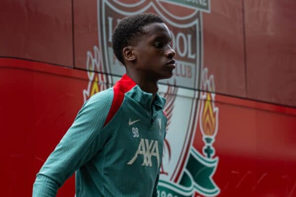PITTSBURGH - Tuesday, July 23, 2024: Liverpool's Trey Nyoni returns to the team hotel after the team's second training session of the day on day one of the club's pre-season tour of the USA. (Photo by David Rawcliffe/Propaganda)