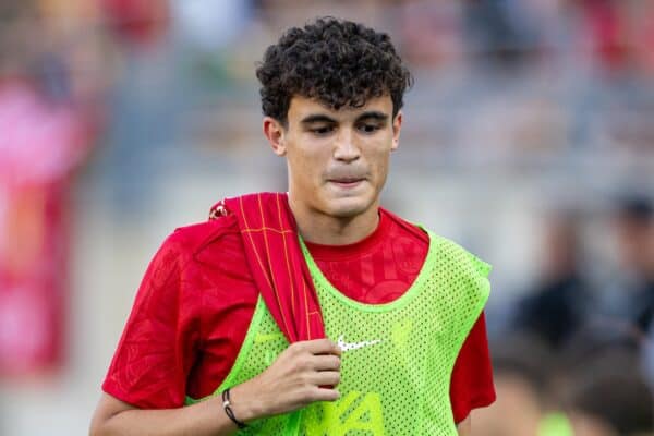 PITTSBURGH - Friday, July 26, 2024: Liverpool substitute Stefan Bajcetic during a pre-season friendly match between Liverpool and Real Betis Balompié at the Acrisure Stadium on day three of the club's pre-season tour of the USA. (Photo by David Rawcliffe/Propaganda)