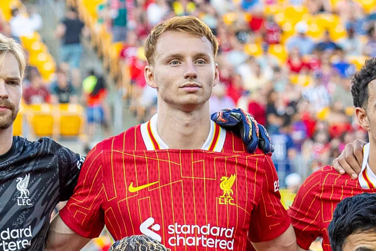 PITTSBURGH - Friday, July 26, 2024: Liverpool's Sepp van den Berg during a pre-season friendly match between Liverpool and Real Betis Balompié at the Acrisure Stadium on day three of the club's pre-season tour of the USA. (Photo by David Rawcliffe/Propaganda)