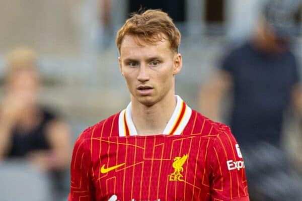 PITTSBURGH - Friday, July 26, 2024: Liverpool's Sepp van den Berg during a pre-season friendly match between Liverpool and Real Betis Balompié at the Acrisure Stadium on day three of the club's pre-season tour of the USA. Liverpool won 1-0. (Photo by David Rawcliffe/Propaganda)