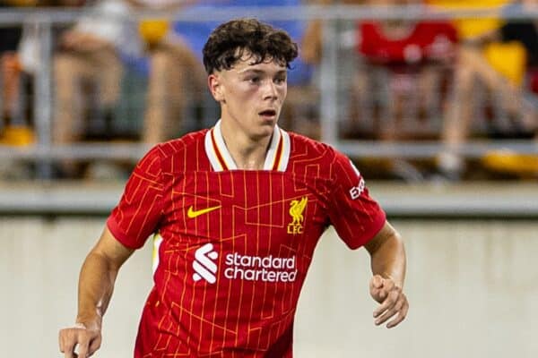 PITTSBURGH - Friday, July 26, 2024: Liverpool's Luke Chambers during a pre-season friendly match between Liverpool and Real Betis Balompié at the Acrisure Stadium on day three of the club's pre-season tour of the USA. Liverpool won 1-0. (Photo by David Rawcliffe/Propaganda)