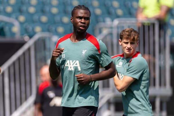 PHILADELPHIA - Sunday, July 28, 2024: Liverpool's Amara Nallo during an open training session at Lincoln Financial Field on day five of the club's pre-season tour of the USA. (Photo by David Rawcliffe/Propaganda)