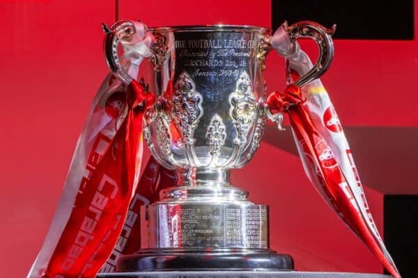 PHILADELPHIA - Tuesday, July 30, 2024: Liverpool's Football League Cup trophy. Carabao Cup. Trophy. (Photo by David Rawcliffe/Propaganda)