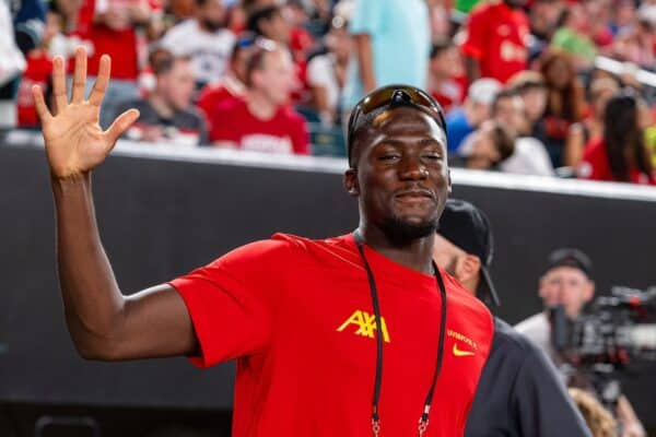 PHILADELPHIA - Wednesday, July 31, 2024: Liverpool's Ibrahima Konaté during a pre-season friendly match between Liverpool FC and Arsenal FC at the Lincoln Financial Field on day eight of the club's pre-season tour of the USA. Liverpool won 2-1. (Photo by David Rawcliffe/Propaganda)