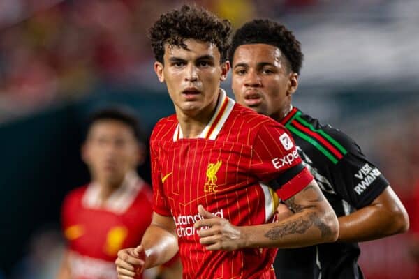 PHILADELPHIA - Wednesday, July 31, 2024: Liverpool's Stefan Bajcetic during a pre-season friendly match between Liverpool FC and Arsenal FC at the Lincoln Financial Field on day eight of the club's pre-season tour of the USA. Liverpool won 2-1. (Photo by David Rawcliffe/Propaganda)