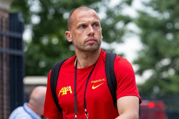 COLUMBIA - Saturday, August 3, 2024: Liverpool's assistant coach John Heitinga arrives before a pre-season friendly match between Liverpool FC and Manchester United FC at the Williams-Brice Stadium on day eleven of the club's pre-season tour of the USA. Liverpool won 3-0. (Photo by David Rawcliffe/Propaganda)