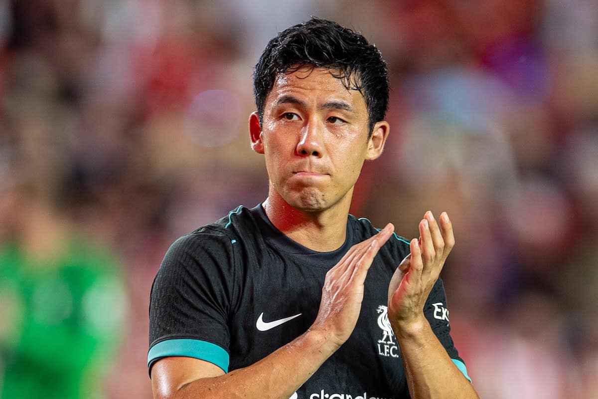 COLUMBIA - Saturday, August 3, 2024: Liverpool's Wataru Endo during a pre-season friendly match between Liverpool FC and Manchester United FC at the Williams-Brice Stadium on day eleven of the club's pre-season tour of the USA. Liverpool won 3-0. (Photo by David Rawcliffe/Propaganda)