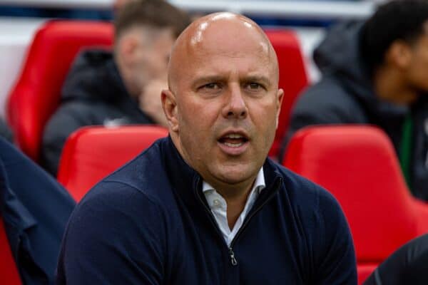 LIVERPOOL, ENGLAND - Sunday, August 25, 2024: Liverpool's head coach Arne Slot during the FA Premier League match between Liverpool FC and Brentford FC at Anfield. Liverpool won 2-0. (Photo by David Rawcliffe/Propaganda)