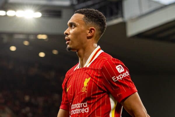LIVERPOOL, ENGLAND - Sunday, August 25, 2024: Liverpool's Trent Alexander-Arnold during the FA Premier League match between Liverpool FC and Brentford FC at Anfield. Liverpool won 2-0. (Photo by David Rawcliffe/Propaganda)