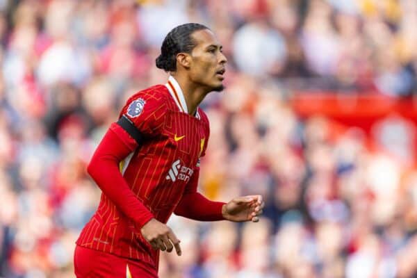 LIVERPOOL, ENGLAND - Saturday, September 14, 2024: Liverpool's captain Virgil van Dijk during the FA Premier League match between Liverpool FC and Nottingham Forest FC at Anfield. Notts Forest won 1-0. (Photo by David Rawcliffe/Propaganda)