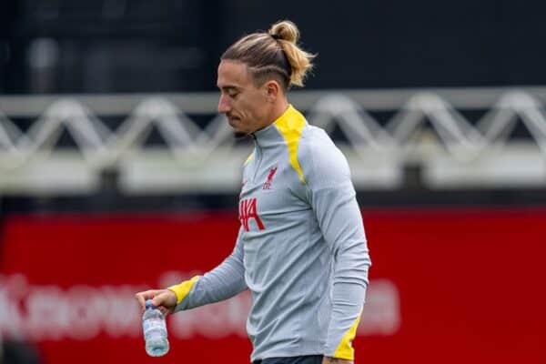LIVERPOOL, ENGLAND - Monday, September 16, 2024: Liverpool's Kostas Tsimikas during a training session at the AXA Training Centre ahead of the UEFA Champions League match between AC Milan and Liverpool FC. (Photo by Jon Super/Propaganda)