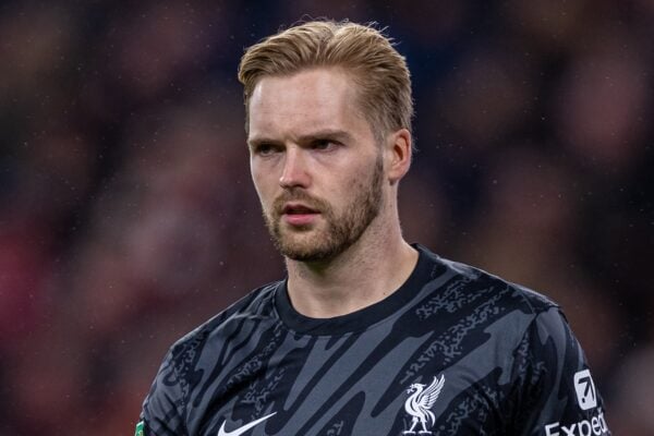 LIVERPOOL, ENGLAND - Wednesday, September 25, 2024: Liverpool's goalkeeper Caoimhin Kelleher during the Football League Cup 3rd Round match between Liverpool FC and West Ham United FC at Anfield. Liverpool won 5-1. (Photo by Ryan Brown/Propaganda)
