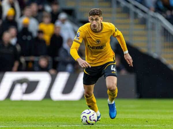 WOLVERHAMPTON, ENGLAND - Saturday, September 28, 2024: Wolverhampton Wanderers' Santiago Bueno during the FA Premier League match between Wolverhampton Wanderers FC and Liverpool FC at Molineux Stadium. (Photo by David Rawcliffe/Propaganda)