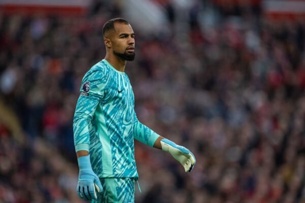 LIVERPOOL, ENGLAND - Sunday, October 20, 2024: Chelsea's goalkeeper Robert Sánchez during the FA Premier League match between Liverpool FC and Chelsea FC at Anfield. Liverpool won 2-1. (Photo by David Rawcliffe/Propaganda)