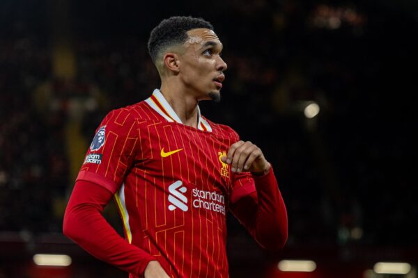 LIVERPOOL, ENGLAND - Sunday, December 1, 2024: Liverpool's Trent Alexander-Arnold during the FA Premier League match between Liverpool FC and Manchester City FC at Anfield. (Photo by David Rawcliffe/Propaganda)