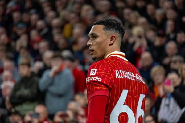 LIVERPOOL, ENGLAND - Sunday, December 1, 2024: Liverpool's Trent Alexander-Arnold during the FA Premier League match between Liverpool FC and Manchester City FC at Anfield. (Photo by David Rawcliffe/Propaganda)