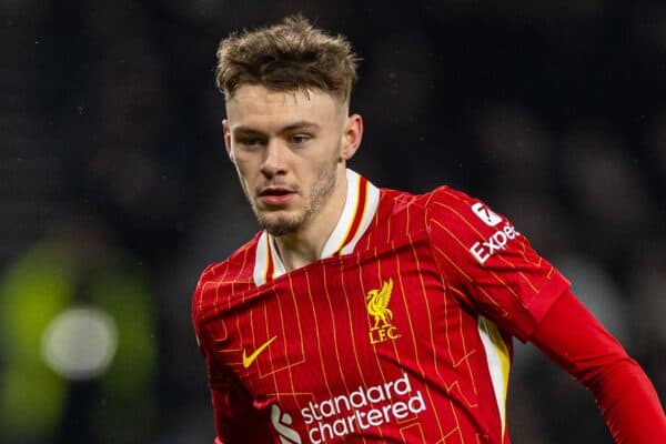 LONDON, ENGLAND - Wednesday, January 8, 2025: Liverpool's Conor Bradley during the Football League Cup Semi-Final 1st Leg match between Tottenham Hotspur FC and Liverpool FC at the Tottenham Hotspur Stadium. Tottenham won 1-0. (Photo by David Rawcliffe/Propaganda)