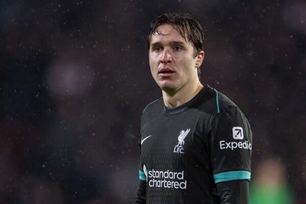 EINDHOVEN, NETHERLANDS - Wednesday, January 29, 2025: Liverpool's Federico Chiesa during the UEFA Champions League Matchday 8 game between PSV Eindhoven and Liverpool FC at the Philips Stadion. (Photo by David Rawcliffe/Propaganda)