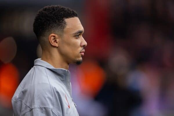 BOURNEMOUTH, ENGLAND - Saturday, February 1, 2025: Liverpool's Trent Alexander-Arnold walks out before the FA Premier League match between AFC Bournemouth and Liverpool FC at Dean Court. Liverpool won 2-0. (Photo by David Rawcliffe/Propaganda)
