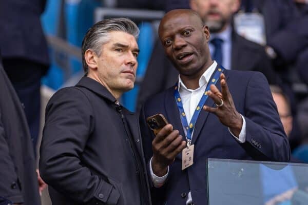 MANCHESTER, ENGLAND - Sunday, February 23, 2025: Liverpool's sporting director Richard Hughes (L) during the FA Premier League match between Manchester City FC and Liverpool FC at the City of Manchester Stadium. Liverpool won 2-0. (Photo by David Rawcliffe/Propaganda)