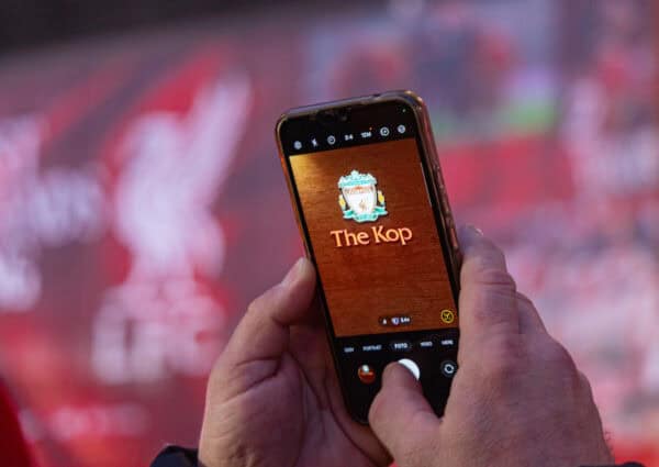 Anfield matchday phone The Kop, general (Photo by David Rawcliffe/Propaganda)