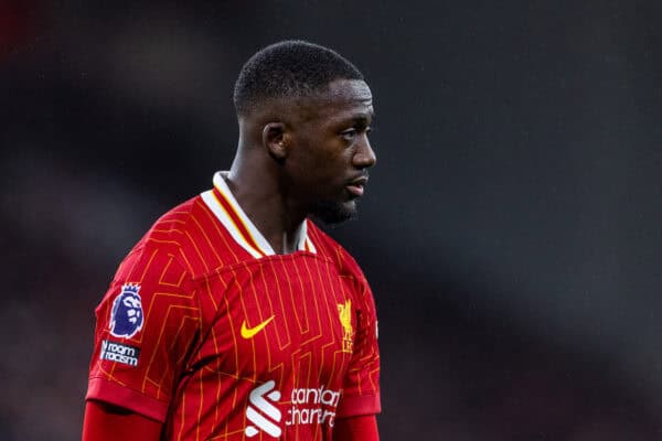 LIVERPOOL, ENGLAND - Wednesday, February 26, 2025: Liverpool's Ibrahima Konaté during the FA Premier League match between Liverpool FC and Newcastle United FC at Anfield. (Photo by David Rawcliffe/Propaganda)