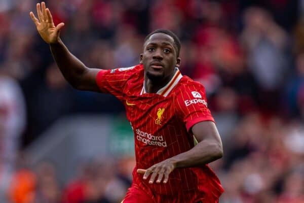 LIVERPOOL, ENGLAND - Saturday, March 8, 2025: Liverpool's Ibrahima Konaté during the FA Premier League match between Liverpool FC and Southampton FC at Anfield. Liverpool won 3-1. (Photo by David Rawcliffe/Propaganda)