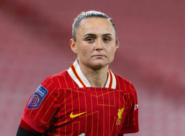 LIVERPOOL, ENGLAND - Friday, March 14, 2025: Liverpool's Sam Kerr during the FA Women’s Super League game between Liverpool FC Women and Manchester United FC Women at Anfield. Liverpool won 3-1. (Photo by David Rawcliffe/Propaganda)