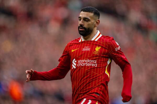 LONDON, ENGLAND - Sunday, March 16, 2025: Liverpool’s Mohamed Salah during the Football League Cup Final match between Liverpool FC and Newcastle United FC at Wembley Stadium. Newcastle United won 2-1. (Photo by Harry Murphy/Propaganda)