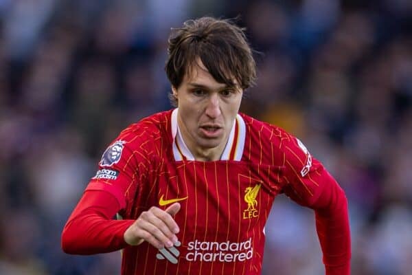 LONDON, ENGLAND - Sunday, April 6, 2025: Liverpool's Federico Chiesa during the FA Premier League match between Fulham FC and Liverpool FC at Craven Cottage. Fulham won 3-2. (Photo by David Rawcliffe/Propaganda)