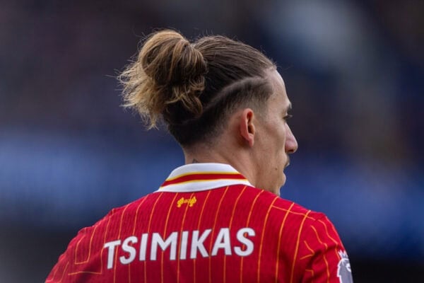LONDON, ENGLAND - Sunday, May 4, 2025: Liverpool's Kostas Tsimikas during the FA Premier League match between Chelsea FC and Liverpool FC at Stamford Bridge. Chelsea won 3-1. (Photo by David Rawcliffe/Propaganda)