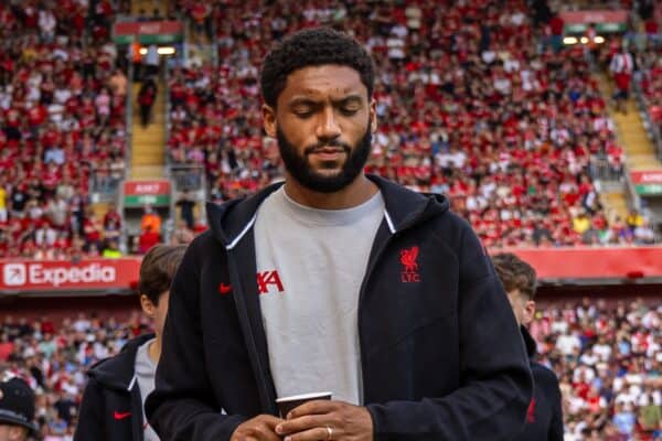 LIVERPOOL, ENGLAND - Sunday, May 11, 2025: Liverpool's Joe Gomez before the FA Premier League match between Liverpool FC and Arsenal FC at Anfield. The game ended in a 2-2 draw. (Photo by David Rawcliffe/Propaganda)