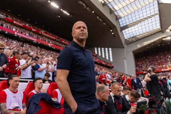 LIVERPOOL, ENGLAND - Sunday, May 11, 2025: Liverpool's head coach Arne Slot before the FA Premier League match between Liverpool FC and Arsenal FC at Anfield. The game ended in a 2-2 draw. (Photo by David Rawcliffe/Propaganda)