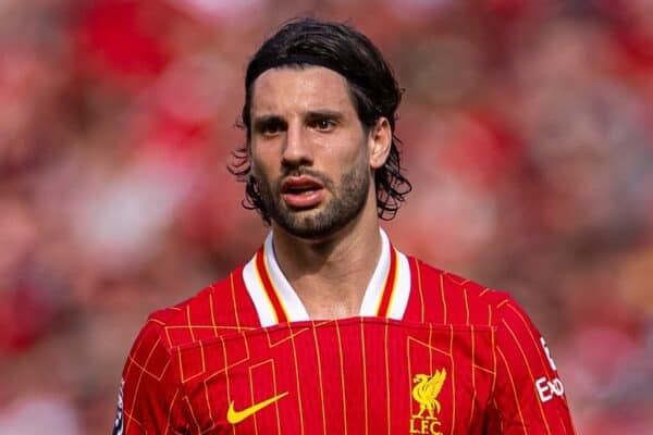  Liverpool's Dominik Szoboszlai during the FA Premier League match between Liverpool FC and Arsenal FC at Anfield. The game ended in a 2-2 draw. (Photo by David Rawcliffe/Propaganda)