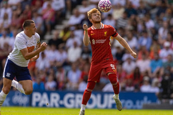 PRESTON, ENGLAND - Sunday, July 13, 2025: Liverpool's Luca Stephenson during a pre-season friendly match between Preston North End FC and Liverpool FC at Deepdale. (Photo by David Rawcliffe/Propaganda)