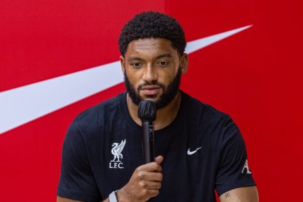 HONG KONG - Tuesday, July 22, 2025: Liverpool's Joe Gomez during an Under-14's coaching clinic hosted by Nike at the Jockey Club Kitchee Centre in Hong Kong on Day 2 of the club's pre-season Asia tour. (Photo by David Rawcliffe/Propaganda)