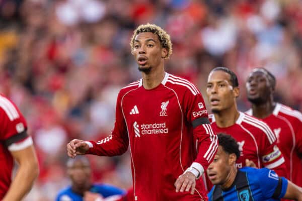 LIVERPOOL, ENGLAND - Friday, August 15, 2025: Liverpool's Hugo Ekitike during the FA Premier League match between Liverpool FC and AFC Bournemouth at Anfield. Liverpool won 4-2. (Photo by David Rawcliffe/Propaganda)