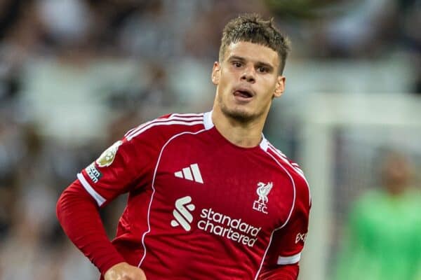NEWCASTLE-UPON-TYNE, ENGLAND - Monday, August 25, 2025: Liverpool's Milos Kerkez during the FA Premier League match between Newcastle United FC and Liverpool FC at St James' Park. Liverpool won 3-2. (Photo by David Rawcliffe/Propaganda)
