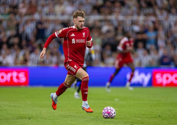 NEWCASTLE-UPON-TYNE, ENGLAND - Monday, August 25, 2025: Liverpool's Conor Bradley during the FA Premier League match between Newcastle United FC and Liverpool FC at St James' Park. Liverpool won 3-2. (Photo by David Rawcliffe/Propaganda)