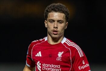 BURTON, ENGLAND - Tuesday, September 2, 2025: Liverpool's Kieron Morrison during the English Football League Trophy Northern Group H match between Burton Albion FC and Liverpool FC Under-21's at The Burton Albion FC Stadium. Burton won 2-0. (Photo by David Rawcliffe/Propaganda) Football – English Football League Trophy – Northern Group H – Burton Albion FC v Liverpool FC Under-21’s