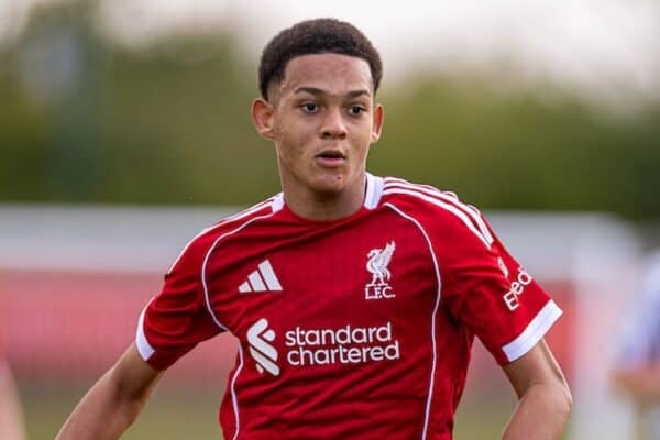 KIRKBY, ENGLAND - Saturday, September 13, 2025: Liverpool's Josh Sonni-Lambie during the U18 Premier League match between Liverpool FC Under-18's and Newcastle United FC Under-18's at the Liverpool Academy. Newcastle won 4-3. (Photo by David Rawcliffe/Propaganda)
