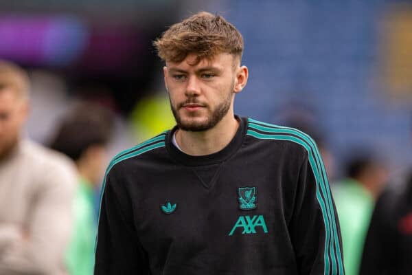 BURNLEY, ENGLAND - Sunday, September 14, 2025: Liverpool's Conor Bradley arrives before the FA Premier League match between Burnley FC and Liverpool FC at Turf Moor. Liverpool won 1-0. (Photo by David Rawcliffe/Propaganda)