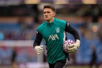 BURNLEY, ENGLAND - Saturday, September 13, 2025: Liverpool's goalkeeper Freddie Woodman during the pre-match warm-up before the FA Premier League match between Burnley FC and Liverpool FC at Turf Moor. Liverpool won 1-0. (Photo by David Rawcliffe/Propaganda) Football – FA Premier League – Burnley FC v Liverpool FC