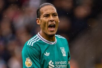 BURNLEY, ENGLAND - Sunday, September 14, 2025: Liverpool's captain Virgil van Dijk during the FA Premier League match between Burnley FC and Liverpool FC at Turf Moor. Liverpool won 1-0. (Photo by David Rawcliffe/Propaganda) Football – FA Premier League – Burnley FC v Liverpool FC