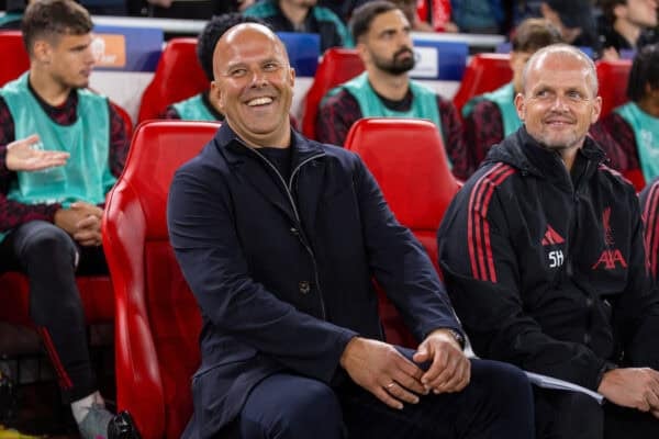 LIVERPOOL, ENGLAND - Wednesday, September 17, 2025: Liverpool's head coach Arne Slot before the UEFA Champions League match between Liverpool FC and Atletico Madrid FC at Anfield. Liverpool won 3-2. (Photo by David Rawcliffe/Propaganda)