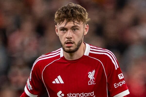 LIVERPOOL, ENGLAND - Wednesday, September 17, 2025: Liverpool's Conor Bradley during the UEFA Champions League match between Liverpool FC and Atletico Madrid FC at Anfield. Liverpool won 3-2. (Photo by David Rawcliffe/Propaganda)